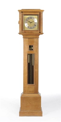 Lot 1688 - A Robert "Mouseman" Thompson Oak Longcase Clock, the movement with 10 1/2" square brass dial...