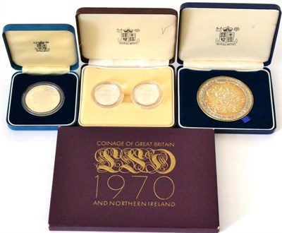 Lot 123 - Elizabeth II (1952-), Miscellaneous coins, 1989 Silver piedfort £2 2-coin set, Silver Spanish...