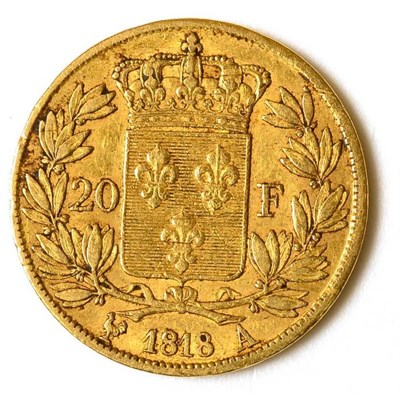 Lot 143 - France Gold 20 Francs 1818A, 6.43g, .900 gold, Fine/GFine