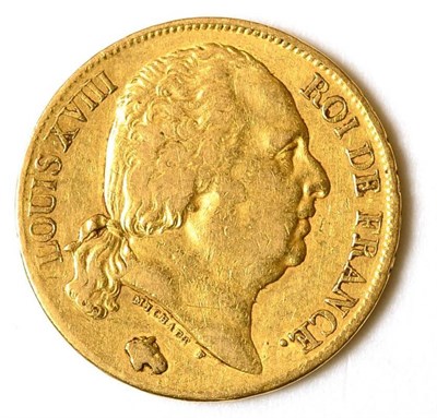 Lot 144 - France Gold 20 Francs 1820A, 6.40g, .900 gold; scratch on rev shield o/wise Fine