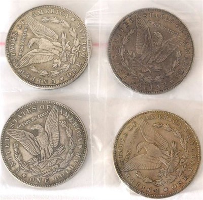 Lot 162 - USA, morgan dollars (4), 1895-S, 1903-S, 1882-O, and 1885. The first nearly very fine and rare, the