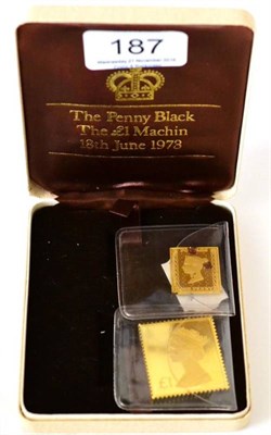 Lot 187 - 'Penny Black' & 'Machin Portrait £1' Replica Stamps, struck by RM & issued by Hallmark...