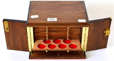 Lot 202 - A Professionally-Made Wooden Coin Cabinet, 25cm x 20cm x 19cm; 14 trays comprising: 1 tray with 6 x