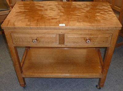 Lot 1706 - A Colin "Beaverman" Almack Oak Tea Trolley/Side Table, the rectangular top with fold down,...