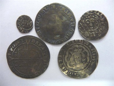 Lot 4 - 5 x Hammered Coins, comprising: Henry III short cross penny Nichole on Lvn, struck off-centre,...