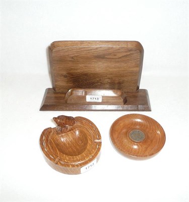 Lot 1713 - An Albert "Eagleman" Jeffries Oak Horseshoe Ashtray, with carved eagle signature (damaged),...