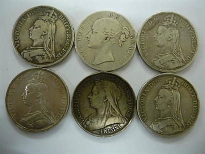 Lot 18 - 6 x Victoria Crowns, 1845 VIII, 1889 (x3), 1890, 1893, all with contact marks and/or edge...