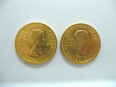 Lot 20 - 2 x Sovereigns, both 1963, minor contact marks, EF