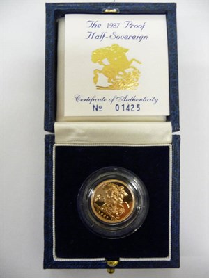 Lot 39 - Proof Half Sovereign 1987, with certificate, in CofI, FDC