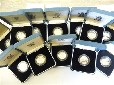 Lot 44 - 12 x Silver Proof £1 Coins, 1985/86/87/88/89/90/91/92/93/94/99 and 2000, all with...