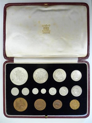 Lot 72 - Proof Set 1937, 15 coins crown to Maundy 1d, in red leatherette CofI, bronze lightly toned...