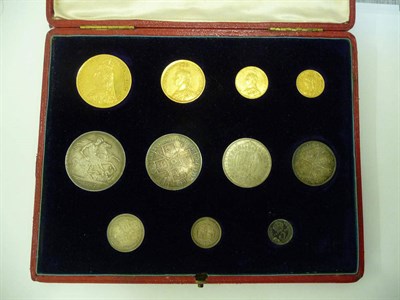 Lot 152 - Golden Jubilee Set 1887, 11 coins gold £5 to silver 3d in contemporary red leatherette case,...