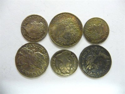 Lot 155 - 6 x Maundy Oddments, Charles II 4d 1679, James 11 3d 1688 and 2d 1686, Anne 2 1713 and George...