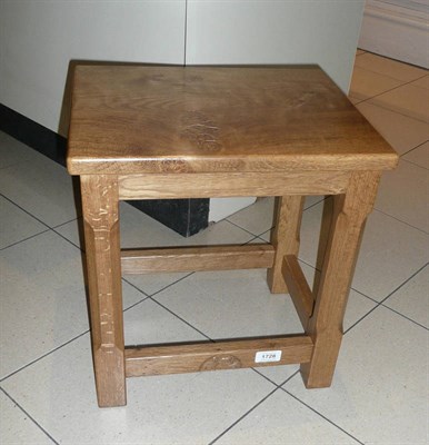 Lot 1728 - A Graham Duncalf Furniture Maker Fumed English Pippy Oak Table/Stool, with solid seat, on four...