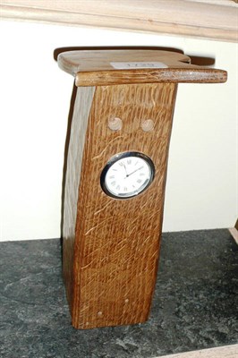 Lot 1729 - An English Hardwood Furniture Fumed English Oak Timepiece, by Nigel Dixon, of tree design, the...