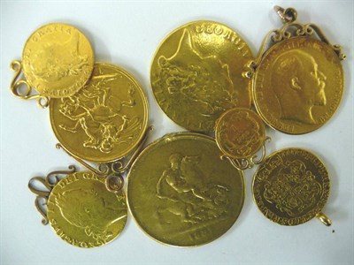 Lot 193 - 113g of Scrap Gold, comprising: mounted and/or damaged coins etc, mostly 22ct but including a...