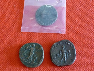 Lot 18 - Roman: 3 x bronzes, Nero as, rev. S C winged Victory with shield GFine+/AFine; Lucius Verus...