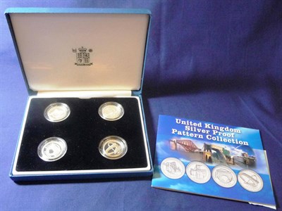 Lot 40 - Silver Proof Pattern Set of 4 x £1 2003, (different bridges on revs.) with plain edge and...