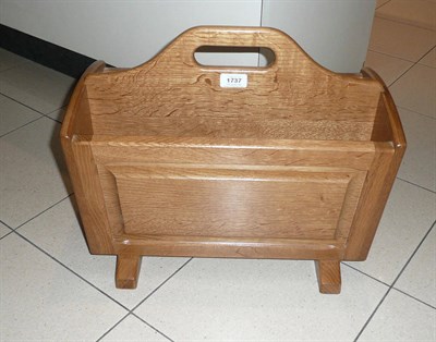 Lot 1737 - A Carthouse Furniture English Oak Panelled Magazine Rack, with pierced hand hole in the top between