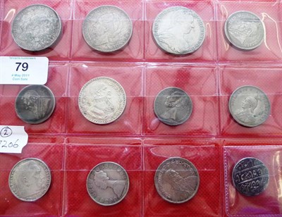 Lot 79 - 12 x Foreign Silver Coins, comprising: Netherlands 1 guilder 1846 and 2 x 2 ½ gilders 1933...