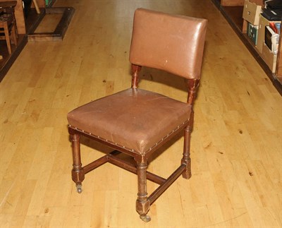 Lot 1742 - A Gothic Reformed Mahogany Standard Chair, after a design by A W N Pugin, rexene upholstered...