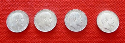 Lot 98 - Edward VII 4 x Halfcrowns, 1906 contact marks on bust AEF; 1907 obv. contact marks otherwise...