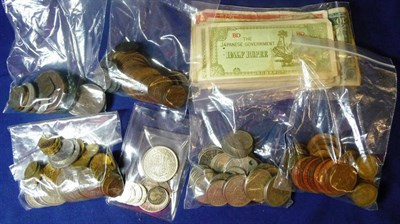 Lot 118 - Miscellaneous Lot, comprising: halfcrown 1942 AEF, pre-decimal bronze, CuNi and a few silver coins