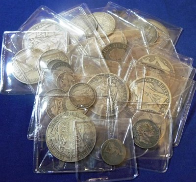 Lot 150 - Accumulation of English Silver Coins, comprising: 2 x crowns - 1819 LIX and 1889; 6 x...