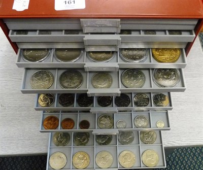 Lot 161 - 1000+ Foreign and UK Coins, Medallions and 18th Century Tokens, housed in 3 separate coin...