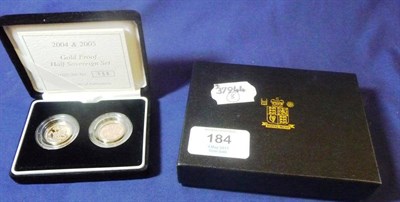 Lot 184 - Gold Proof Half Sovereign Set, containing 2 x half sovereigns - 2004 (Pistrucci rev.) and 2005...