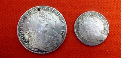 Lot 192 - William and Mary Halfcrown 1689 PRIMO, 1st rev. with pearls, neat piercing at 12 o'clock and...