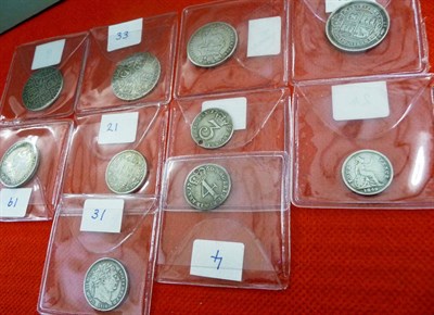 Lot 193 - Miscellaneous English Silver Coins, comprising: 5 x shillings - 1723 SSC 1st bust Fine/AVF,...