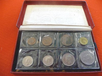 Lot 210 - Proof Set 1950, 9 coins halfcrown to farthing, in original BofI, FDC