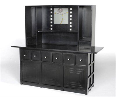 Lot 1754 - A Cassina Charles Rennie Mackintosh Stained Black Sideboard, the back central section inset...