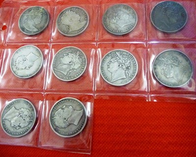 Lot 217 - 10 x Halfcrowns, 1816, 1817 "bull head", 1817 small head, 1819, 1820 (GeoIV), 1821, 1823 2nd...