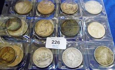 Lot 226 - Victoria, 7 x JH Crowns, 1887/88 (x2)/89/90/91/92 Fine to GVF+; 5 x double florins 1887A/88/89...