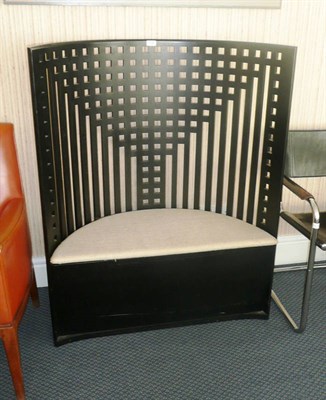 Lot 1755 - A Cassina Charles Rennie Mackintosh Curved Lattice Back Chair, ashwood frame stained black,...