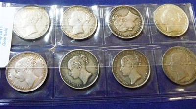 Lot 235 - Victoria, 8 x Shillings - 1838, 1839, 1845, 1856, 1865 die 109, 1872 die 25, 1874 die 14 and...