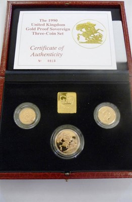 Lot 253 - Royal Mint Gold Proof Set 1990, comprising: £2, sovereign and half sovereign, with...