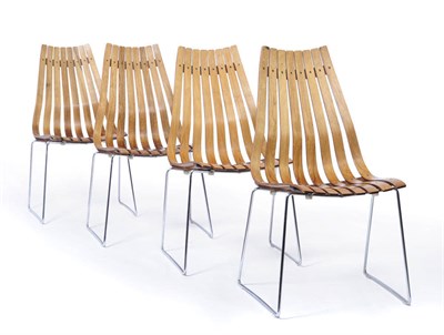 Lot 1758 - A Set of Four Hove Mobler Skandia Dining Chairs, by Hans Battrud.  The laminated rosewood slates on