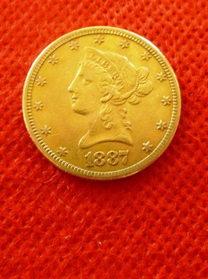 Lot 268 - USA Gold 10 Dollars 1887s "Coronet Head", minor marks/edge faults otherwise Fine/GFine