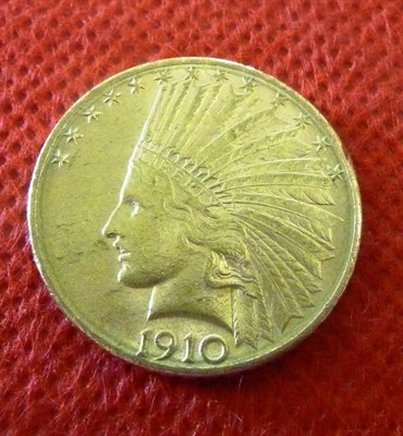 Lot 273 - USA Gold 10 Dollars 1910D "Indian Head", minor marks/edge nicks otherwise GVF