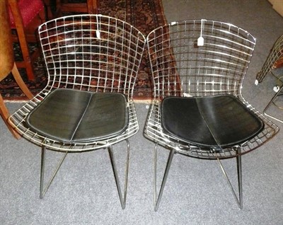 Lot 1761 - Seven Model No.420C Chairs, designed by Harry Bertoia, chrome-plated bent and welded steel rod...