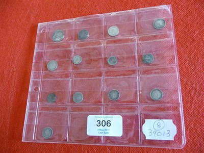 Lot 306 - 9 x Maundy Odds: 3d 1762, 4 x 2d 1678, 1822, 1838 (x2, one with small 3 in date), 4 x 1d 1676,...