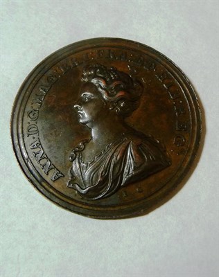 Lot 329 - Queen Anne: commemorative bronze medal by J Croker: Capture of Tournay 1709, 40mm, rev. Pallas...