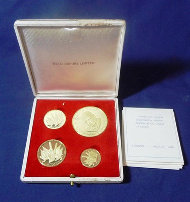 Lot 332 - A Set of 4 x Hallmarked 18ct Gold Churchill Commemorative Medals, gross weight 57.6g, with...