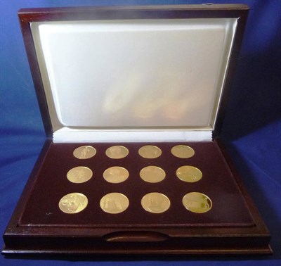 Lot 335 - Set of 12 x Proof Gilt Bronze Medallions "The Treasures of Pompeii", limited edition of 363...