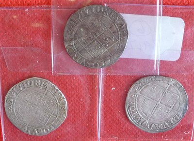 Lot 9 - Elizabeth I 3 x Shillings 6th issue, MM woolpack, tun and key, all with full, clear legends but...