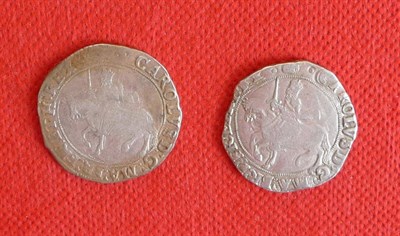 Lot 12 - Charles I 2 x Halfcrowns: MM crown, good horseman and shield, some original lustre; and MM tun,...