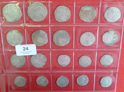 Lot 24 - Charles I 2 x Halfcrowns, MM portcullis and crown; 10 x Shillings various MM, most with good...